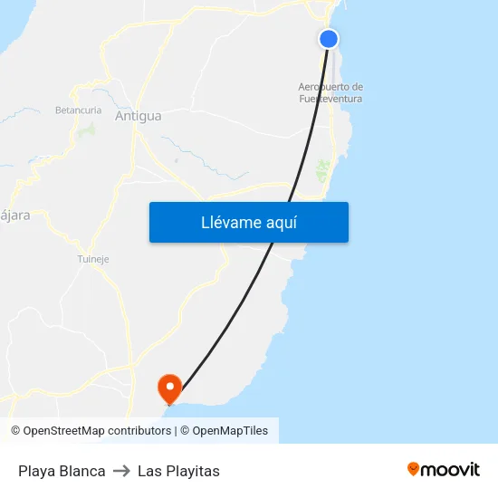 Playa Blanca to Las Playitas map