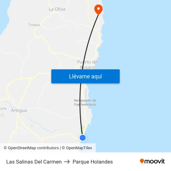 Las Salinas Del Carmen to Parque Holandes map