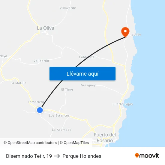 Diseminado Tetir, 19 to Parque Holandes map