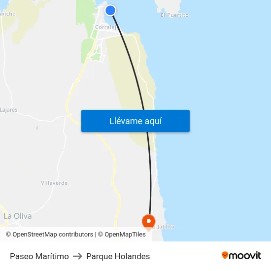 Paseo Marítimo to Parque Holandes map