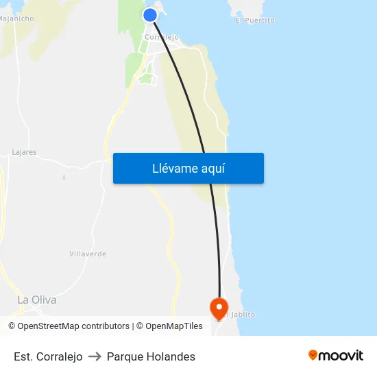 Est. Corralejo to Parque Holandes map