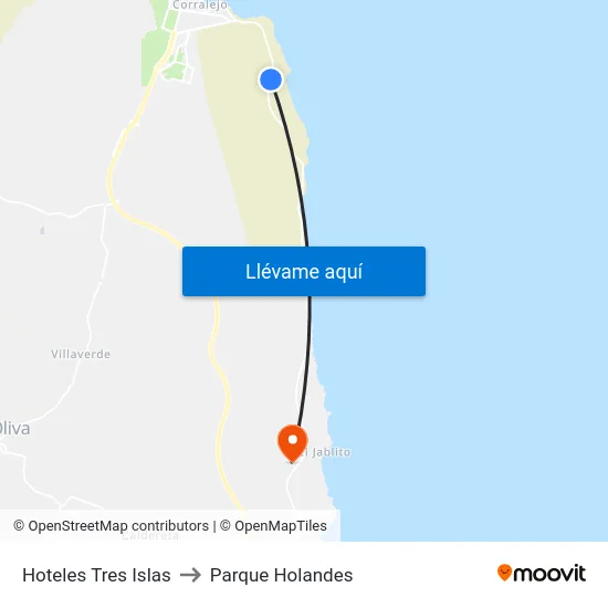 Hoteles Tres Islas to Parque Holandes map