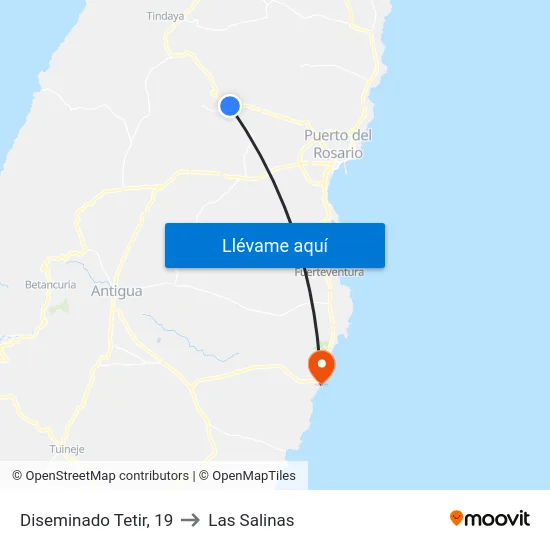 Diseminado Tetir, 19 to Las Salinas map