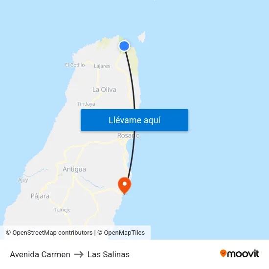 Avenida Carmen to Las Salinas map