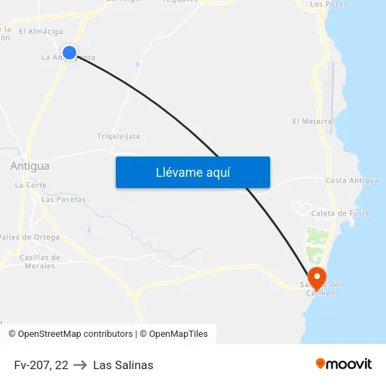 Fv-207, 22 to Las Salinas map