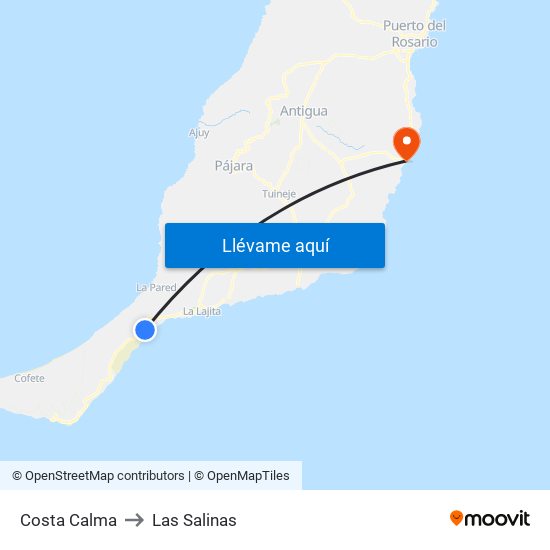 Costa Calma to Las Salinas map