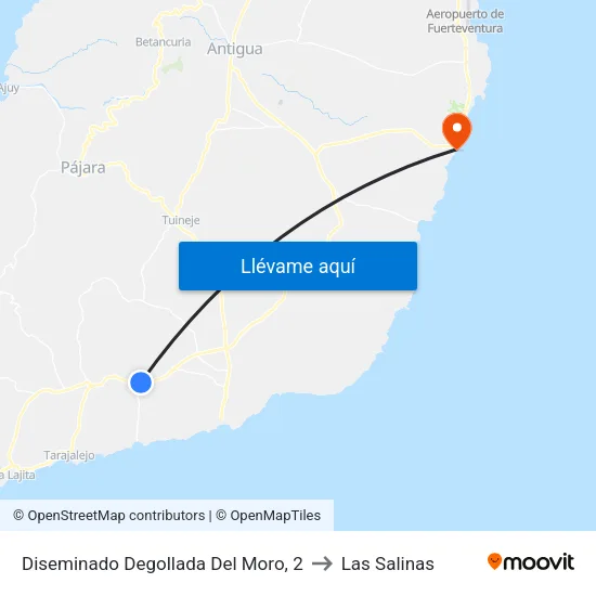 Diseminado Degollada Del Moro, 2 to Las Salinas map