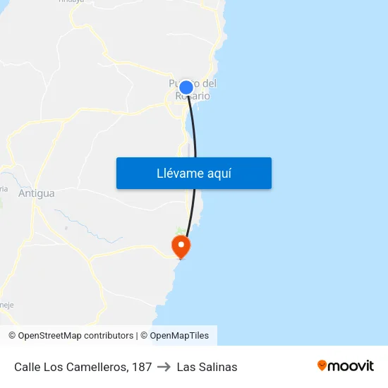 Calle Los Camelleros, 187 to Las Salinas map