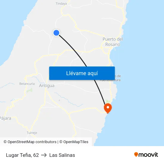 Lugar Tefia, 62 to Las Salinas map