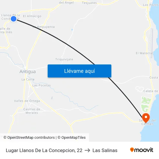 Lugar Llanos De La Concepcion, 22 to Las Salinas map