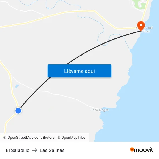 El Saladillo to Las Salinas map