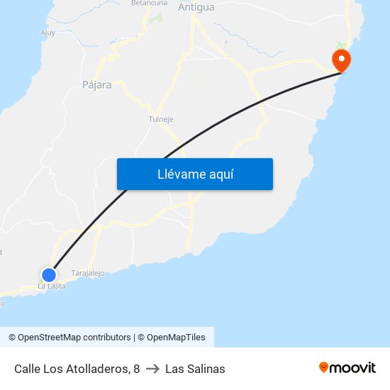 Calle Los Atolladeros, 8 to Las Salinas map