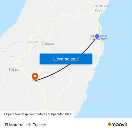 El Matorral to Tuineje map