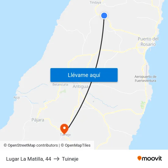 Lugar La Matilla, 44 to Tuineje map