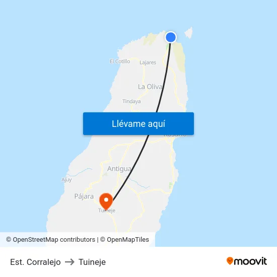 Est. Corralejo to Tuineje map