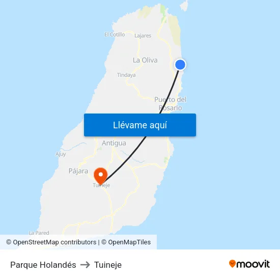 Parque Holandés to Tuineje map