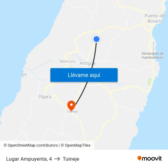 Lugar Ampuyenta, 4 to Tuineje map