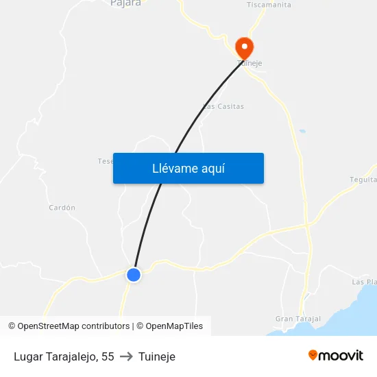 Lugar Tarajalejo, 55 to Tuineje map