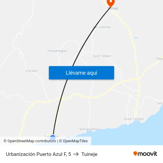 Urbanización Puerto Azul F, 5 to Tuineje map