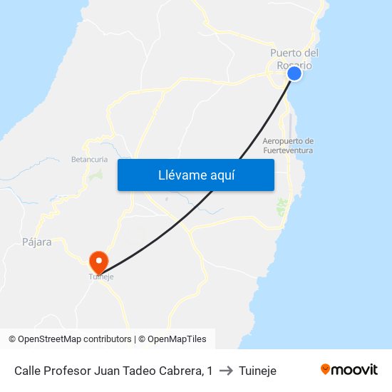 Calle Profesor Juan Tadeo Cabrera, 1 to Tuineje map