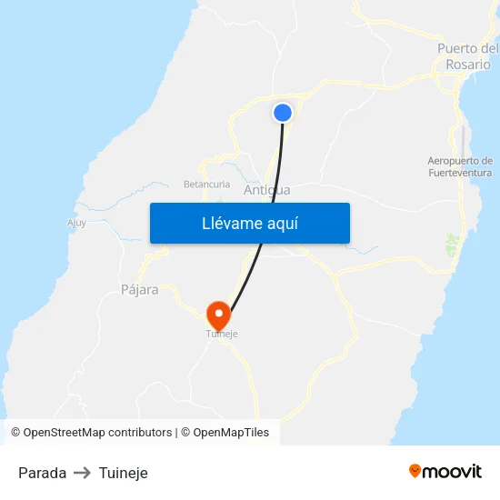 Parada to Tuineje map
