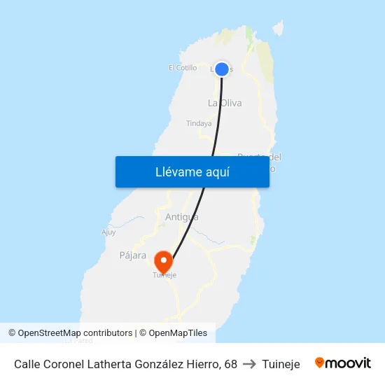 Calle Coronel Latherta González Hierro, 68 to Tuineje map