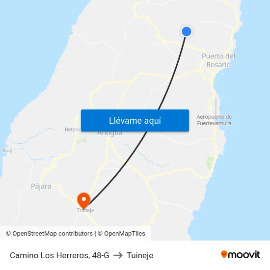 Camino Los Herreros, 48-G to Tuineje map