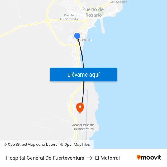 Hospital General De Fuerteventura to El Matorral map