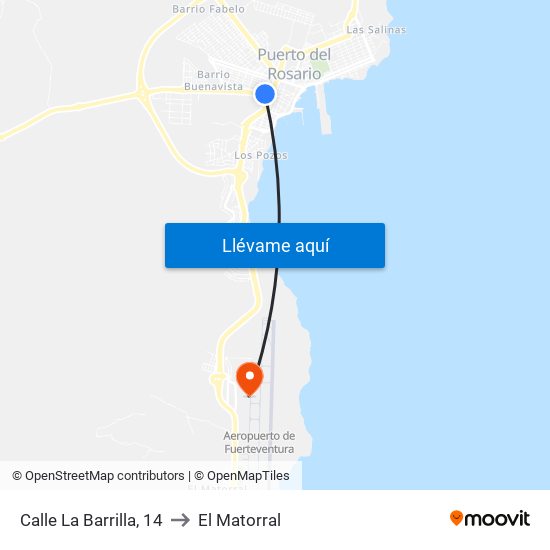 Calle La Barrilla, 14 to El Matorral map