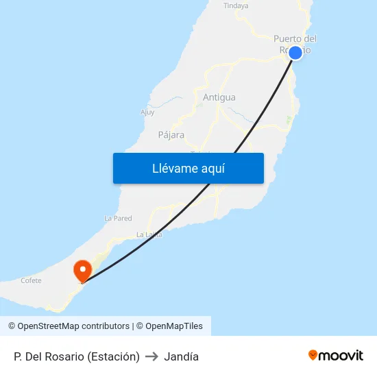 P. Del Rosario (Estación) to Jandía map
