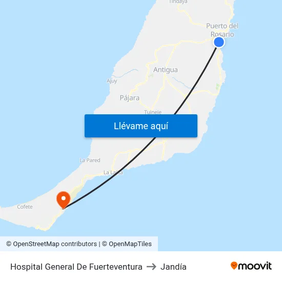 Hospital General De Fuerteventura to Jandía map