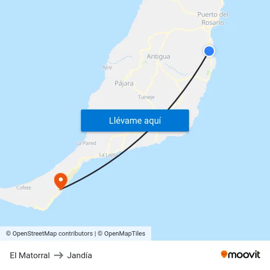 El Matorral to Jandía map