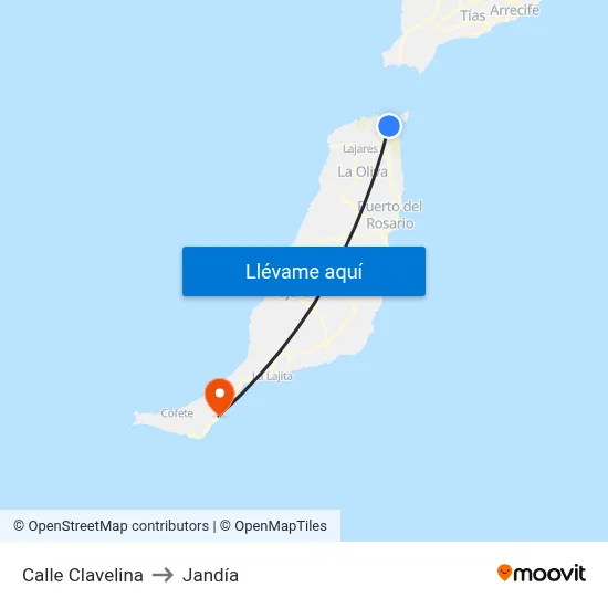 Calle Clavelina to Jandía map