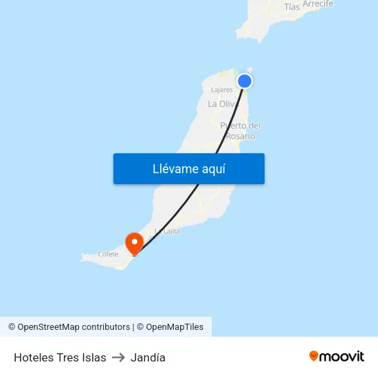 Hoteles Tres Islas to Jandía map