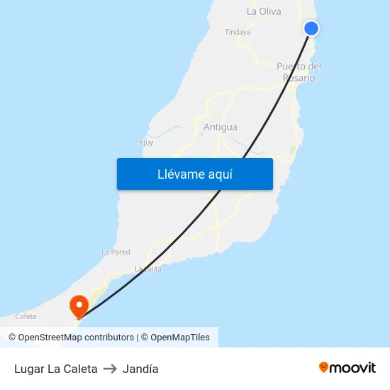 Lugar La Caleta to Jandía map