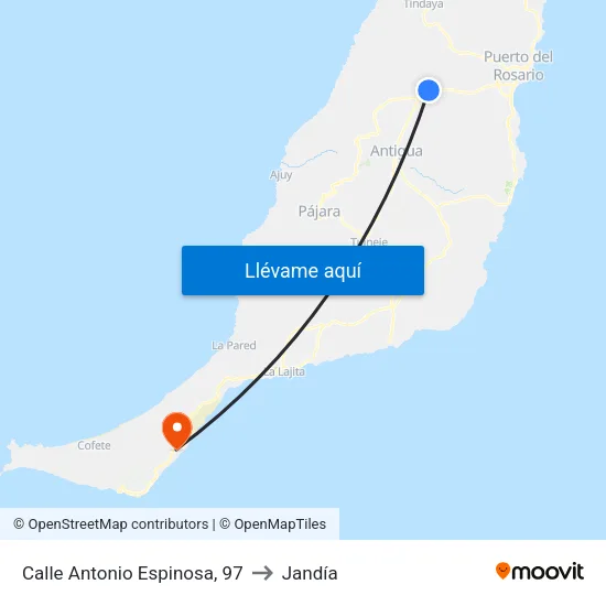 Calle Antonio Espinosa, 97 to Jandía map