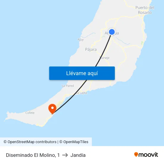 Diseminado El Molino, 1 to Jandía map