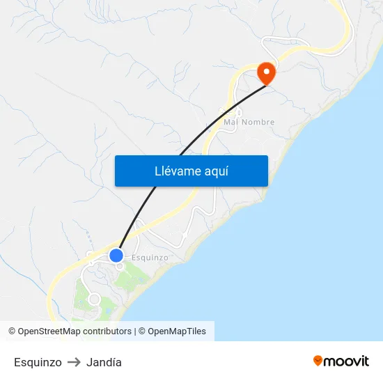 Esquinzo to Jandía map