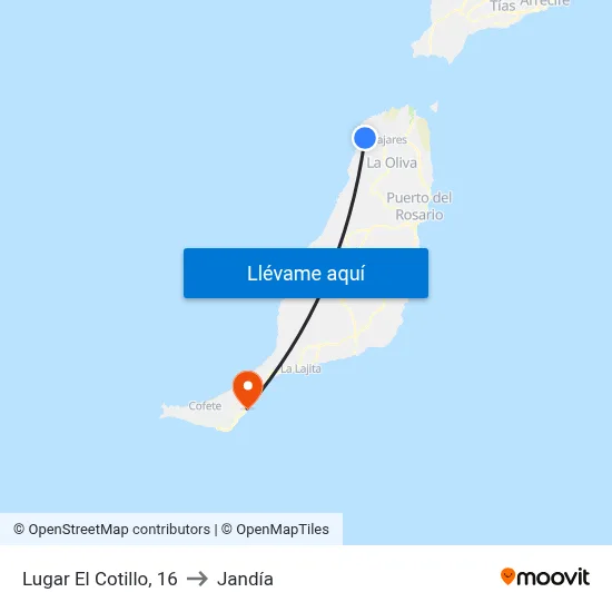 Lugar El Cotillo, 16 to Jandía map