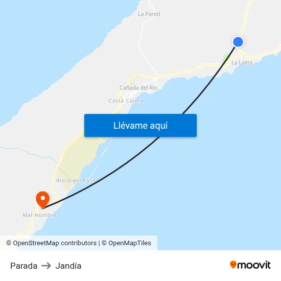 Parada to Jandía map