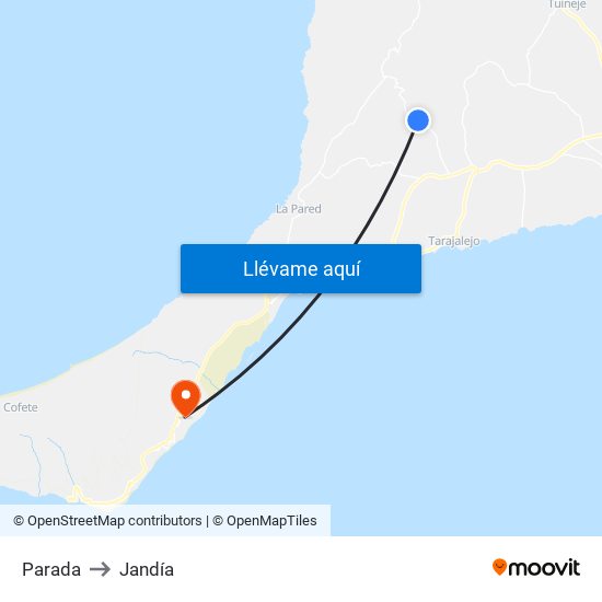 Parada to Jandía map