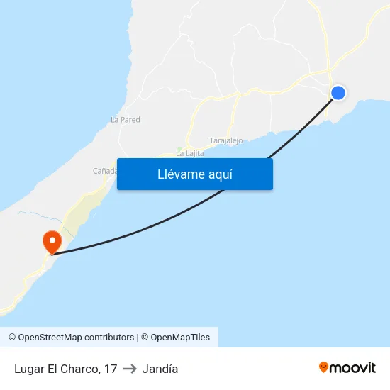Lugar El Charco, 17 to Jandía map