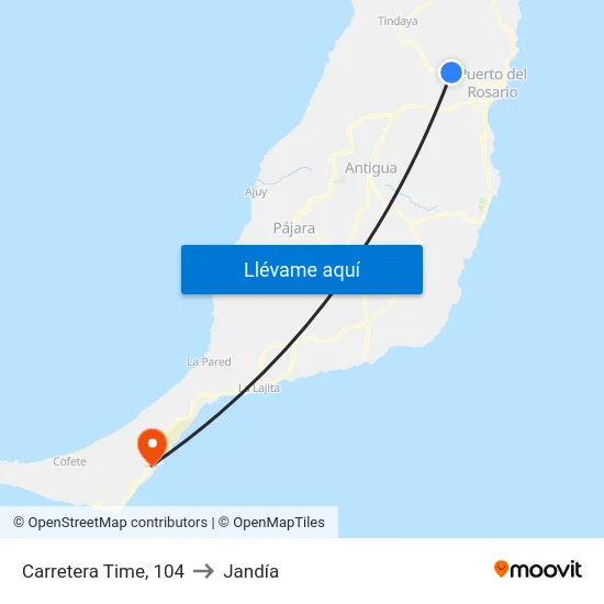 Carretera Time, 104 to Jandía map