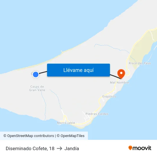 Diseminado Cofete, 18 to Jandía map