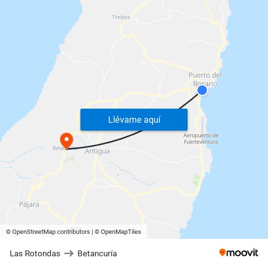 Las Rotondas to Betancuría map