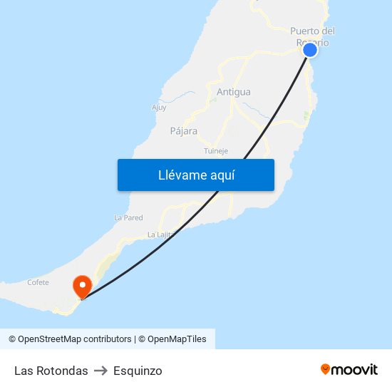 Las Rotondas to Esquinzo map
