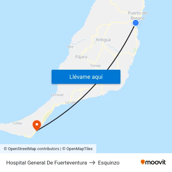 Hospital General De Fuerteventura to Esquinzo map