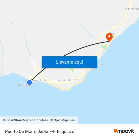 Puerto De Morro Jable to Esquinzo map