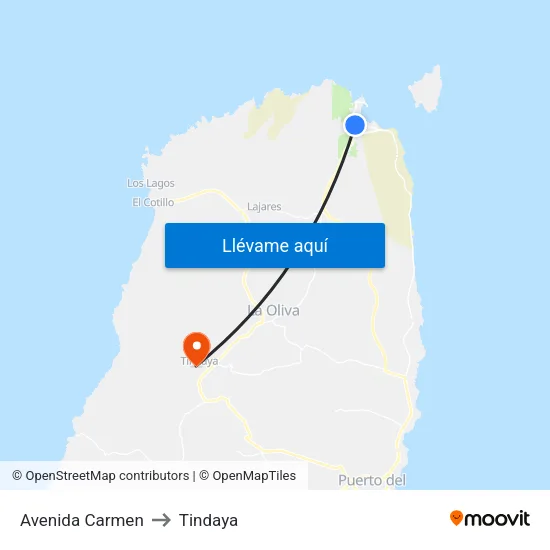 Avenida Carmen to Tindaya map