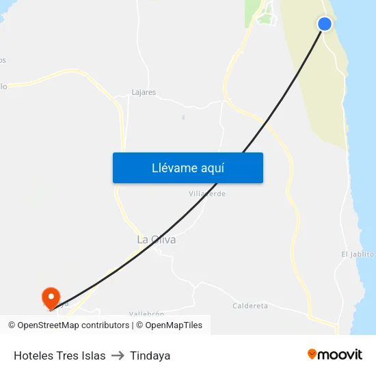 Hoteles Tres Islas to Tindaya map